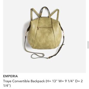 NWOT- EMPERIA - Traye Convertible Backpack - Olive
